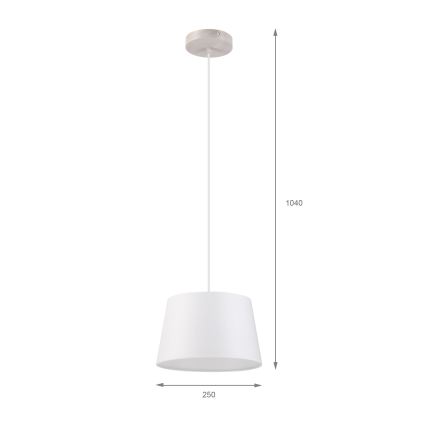 Lampa wisząca na lince AIDA 1xE27/60W/230V śr. 25 cm dąb/biały