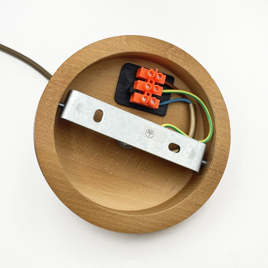 Lampa wisząca na lince AIDA 1xE27/60W/230V, śr. 25 cm, dąb/brąz/biały