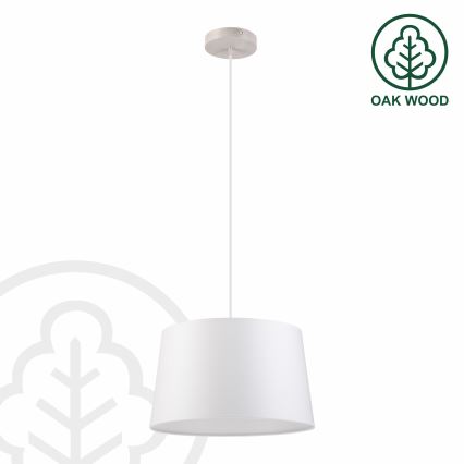 Lampa wisząca na lince AIDA 1xE27/60W/230V śr. 35 cm dąb/biały