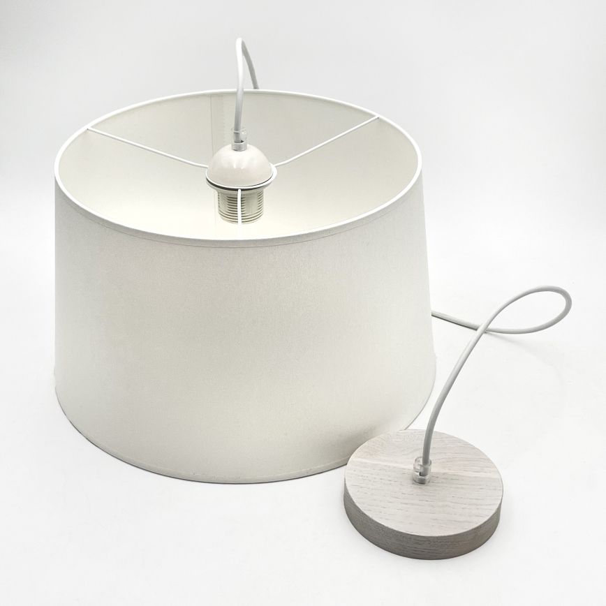 Lampa wisząca na lince AIDA 1xE27/60W/230V śr. 35 cm dąb/biały