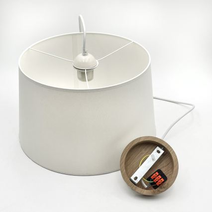 Lampa wisząca na lince AIDA 1xE27/60W/230V śr. 35 cm dąb/biały