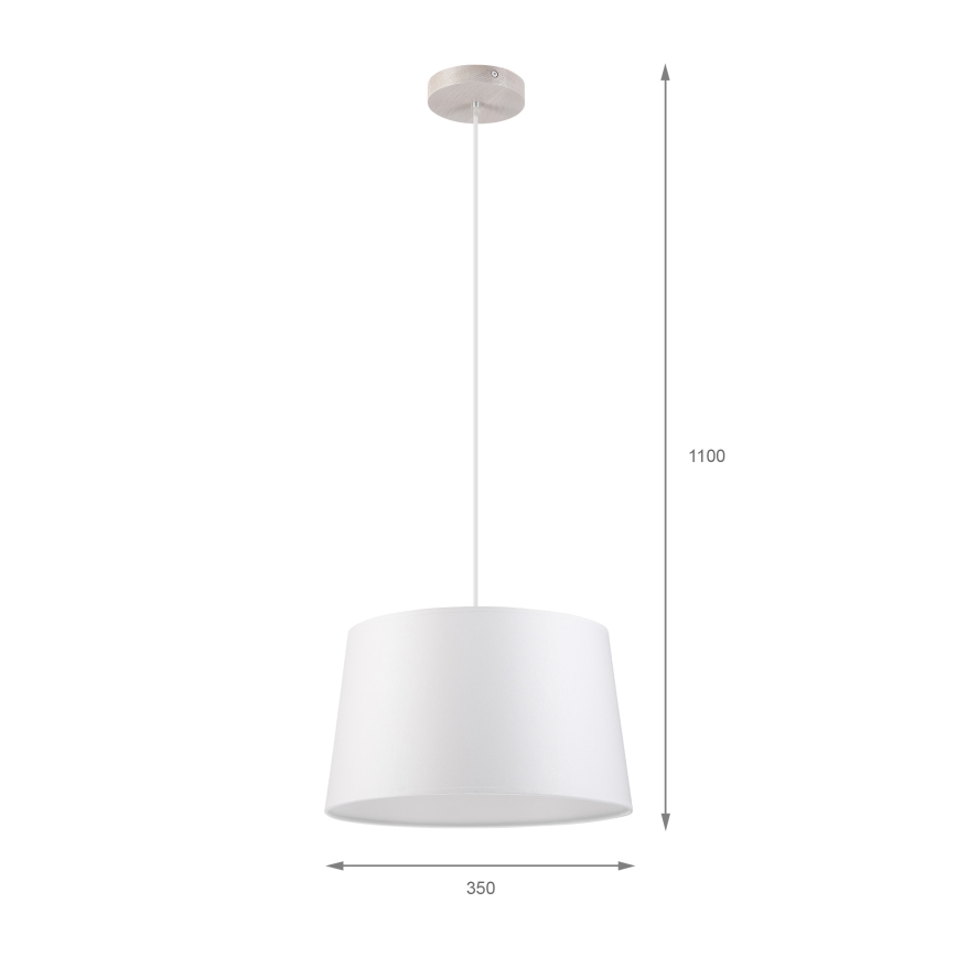 Lampa wisząca na lince AIDA 1xE27/60W/230V śr. 35 cm dąb/biały