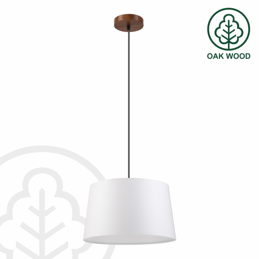 Lampa wisząca na lince AIDA 1xE27/60W/230V śr. 35 cm dąb/orzech/biała