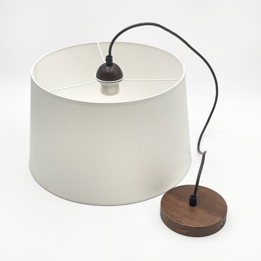 Lampa wisząca na lince AIDA 1xE27/60W/230V śr. 35 cm dąb/orzech/biała