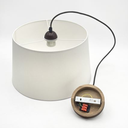 Lampa wisząca na lince AIDA 1xE27/60W/230V śr. 35 cm dąb/orzech/biała