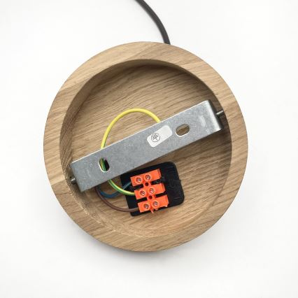 Lampa wisząca na lince AIDA 1xE27/60W/230V śr. 35 cm dąb/orzech/biała