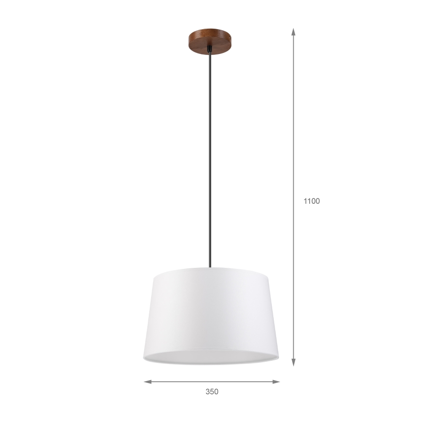 Lampa wisząca na lince AIDA 1xE27/60W/230V śr. 35 cm dąb/orzech/biała