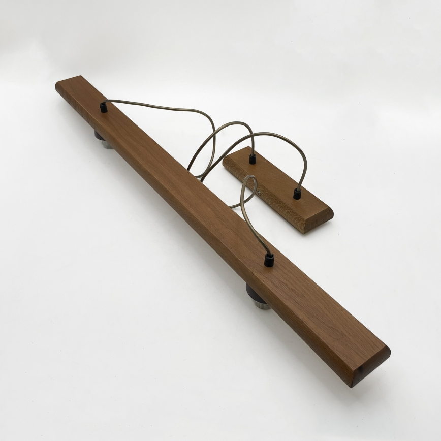 Lampa wisząca na lince AIDA 2xE27/15W/230V śr. 35 cm dąb/rafia