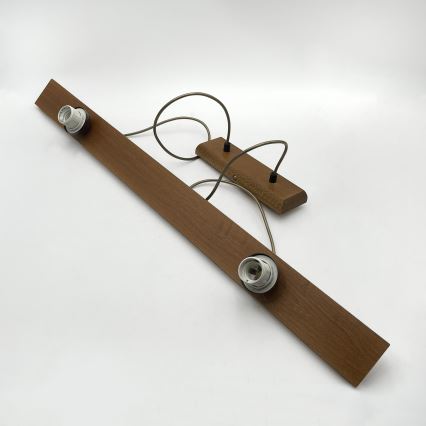 Lampa wisząca na lince AIDA 2xE27/15W/230V śr. 35 cm dąb/rafia