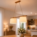 Lampa wisząca na lince AIDA 2xE27/15W/230V, średnica 35 cm, dąb/kremowy