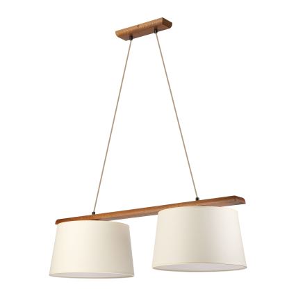 Lampa wisząca na lince AIDA 2xE27/15W/230V, średnica 35 cm, dąb/kremowy