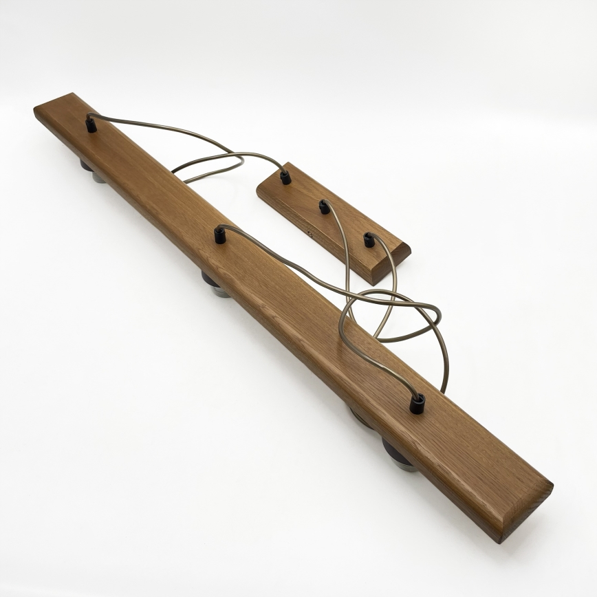 Lampa wisząca na lince AIDA 3xE27/15W/230V śr. 25 cm dąb/rafia