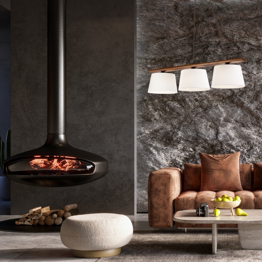 Lampa wisząca na lince AIDA 3xE27/60W/230V śr. 25 cm dąb/orzech