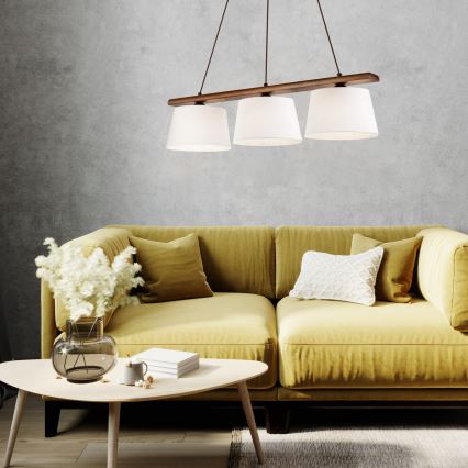 Lampa wisząca na lince AIDA 3xE27/60W/230V śr. 25 cm dąb/orzech