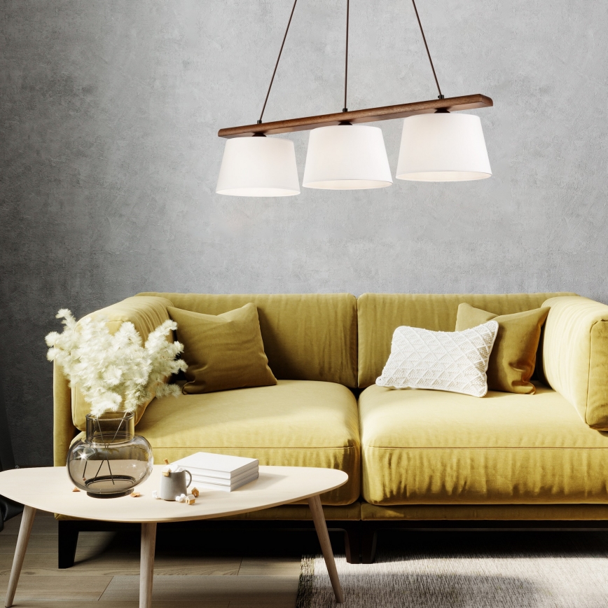 Lampa wisząca na lince AIDA 3xE27/60W/230V śr. 25 cm dąb/orzech
