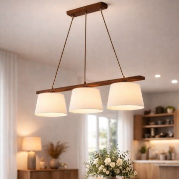 Lampa wisząca na lince AIDA 3xE27/60W/230V Ø 25 cm dąb/orzech