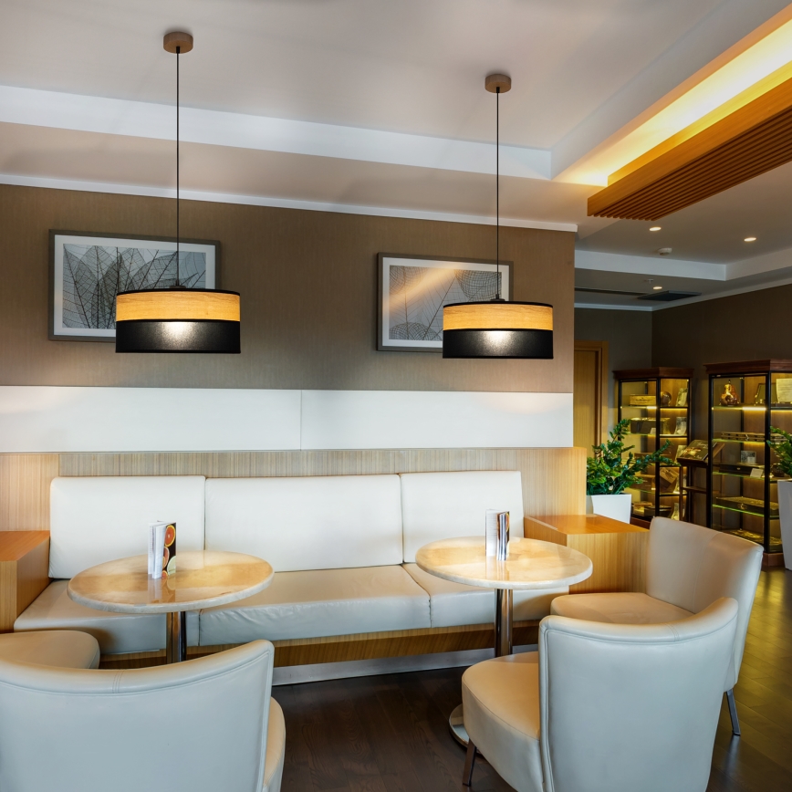 Lampa wisząca na lince ALBA 1xE27/15W/230V śr. 40 cm czarna/brązowa