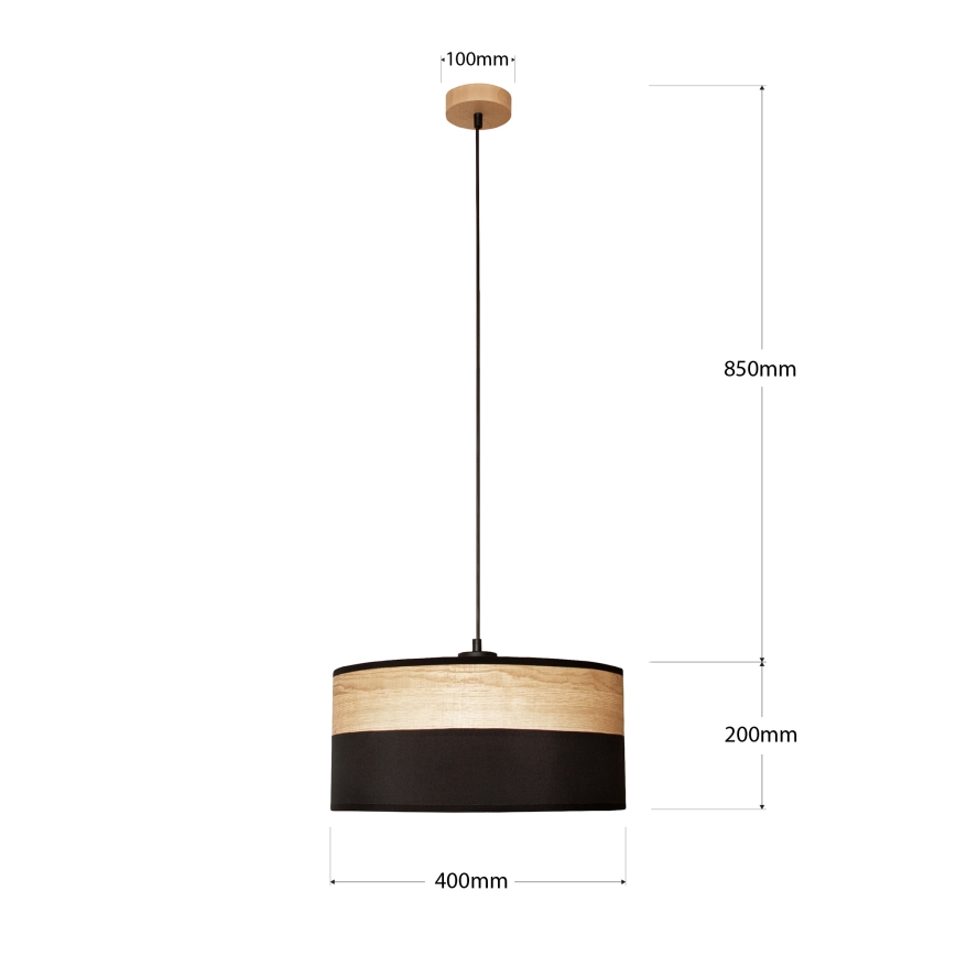 Lampa wisząca na lince ALBA 1xE27/15W/230V śr. 40 cm czarna/brązowa