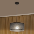 Lampa wisząca na lince ALBA 1xE27/15W/230V śr. 45 cm szara