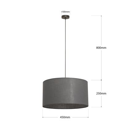 Lampa wisząca na lince ALBA 1xE27/15W/230V śr. 45 cm szara