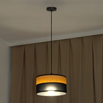 Lampa wisząca na lince ALBA 1xE27/15W/230V, średnica 25 cm, czarna/brązowa