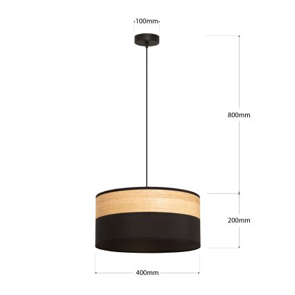 Lampa wisząca na lince ALBA 1xE27/15W/230V Ø 40 cm czarna/brązowa