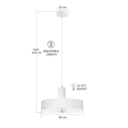 Lampa wisząca na lince ARCANE 1xE27/60W/230V biała