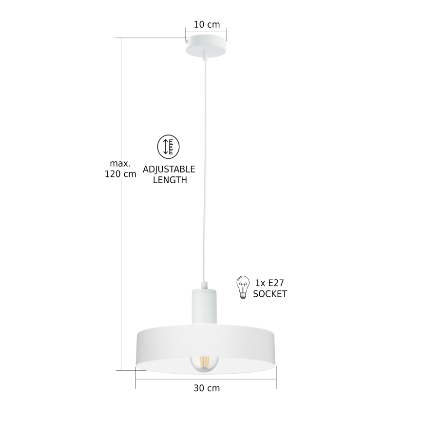 Lampa wisząca na lince ARCANE 1xE27/60W/230V biała