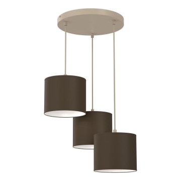 Lampa wisząca na lince ARDEN 3xE27/15W/230V śr. 30 cm beżowo-brązowa