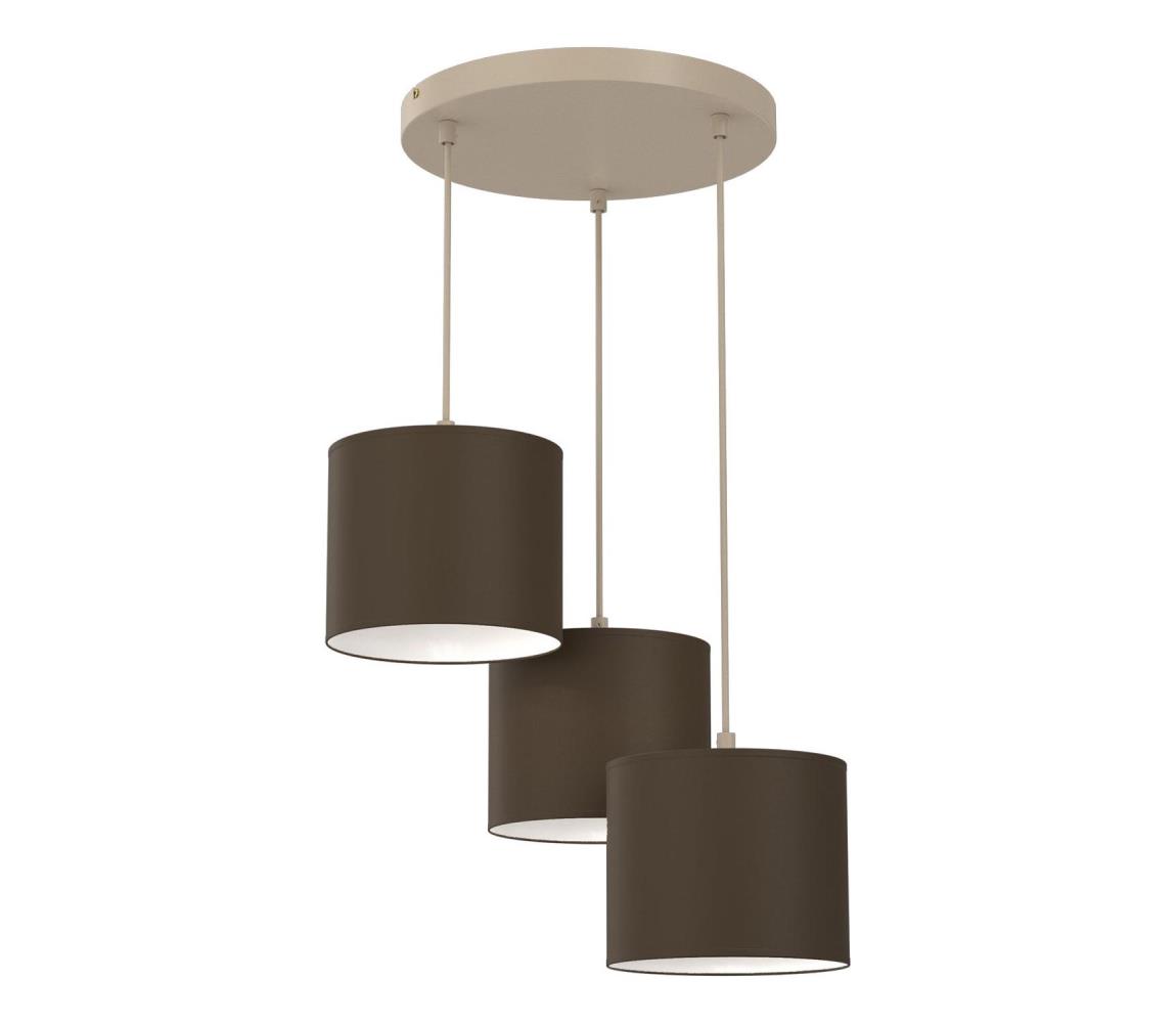 Lampa wisząca na lince ARDEN 3xE27/15W/230V śr. 30 cm beżowo-brązowa