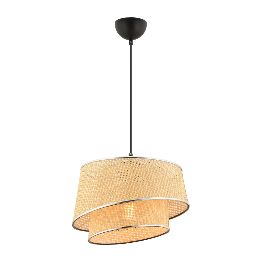 Lampa wisząca na lince BARETTE 1xE27/60W/230V beżowa/błyszczący chrom