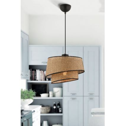 Lampa wisząca na lince BARETTE 1xE27/60W/230V brązowa/czarna