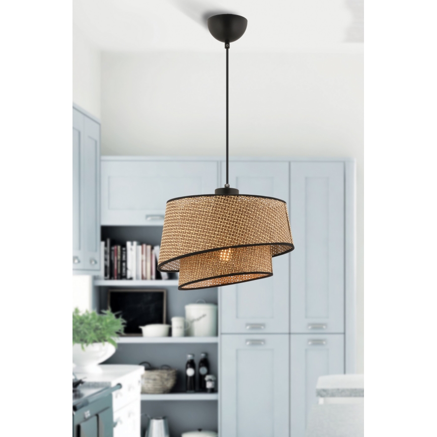 Lampa wisząca na lince BARETTE 1xE27/60W/230V brązowa/czarna