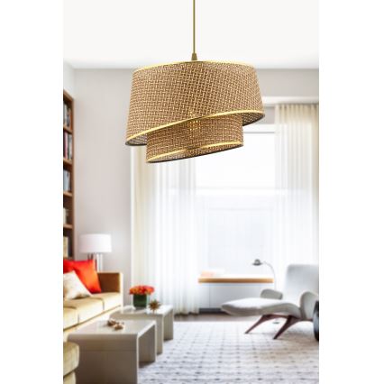 Lampa wisząca na lince BARETTE 1xE27/60W/230V brązowo-złota