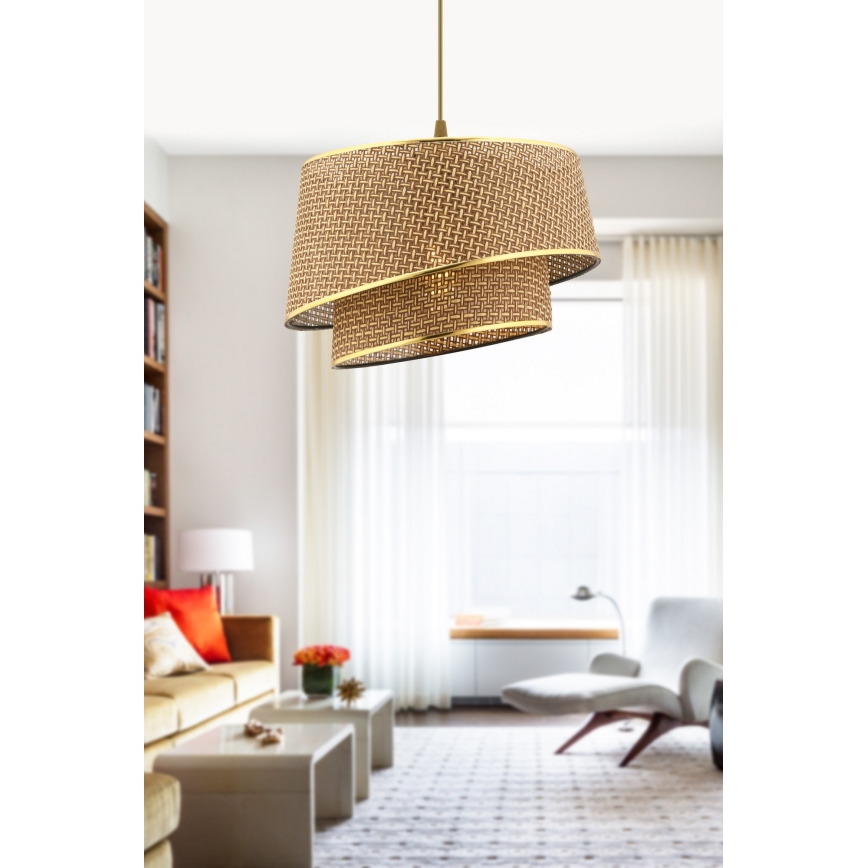 Lampa wisząca na lince BARETTE 1xE27/60W/230V brązowo-złota