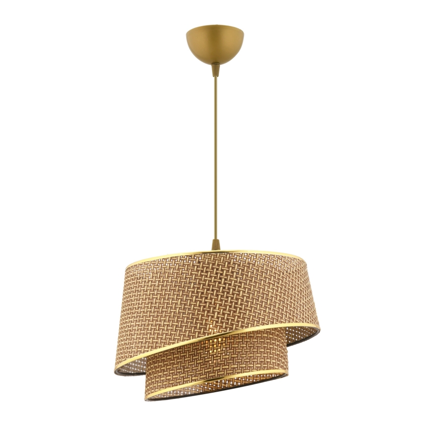 Lampa wisząca na lince BARETTE 1xE27/60W/230V brązowo-złota