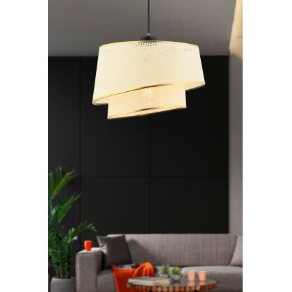 Lampa wisząca na lince BARETTE 1xE27/60W/230V kremowa/złota