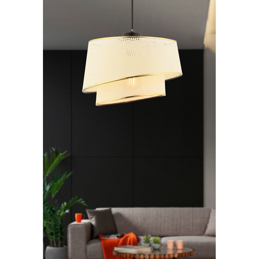 Lampa wisząca na lince BARETTE 1xE27/60W/230V kremowa/złota