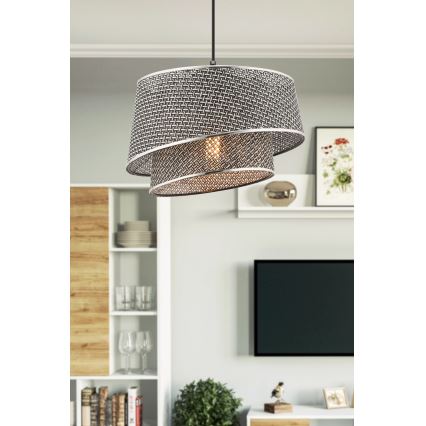 Lampa wisząca na lince BARETTE 1xE27/60W/230V szara/błyszczący chrom