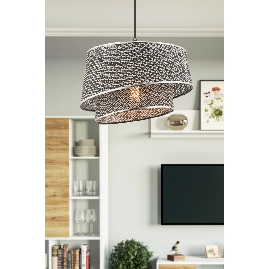 Lampa wisząca na lince BARETTE 1xE27/60W/230V szara/błyszczący chrom