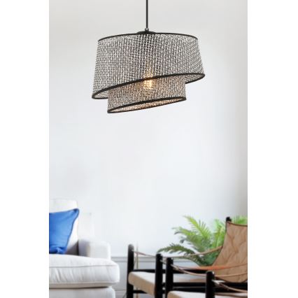 Lampa wisząca na lince BARETTE 1xE27/60W/230V szara/czarna