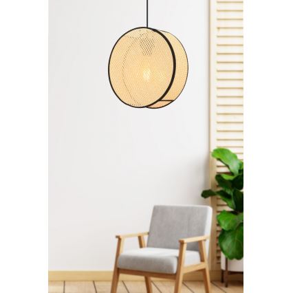 Lampa wisząca na lince BIG DRUM 1xE27/60W/230V beżowy/czarny