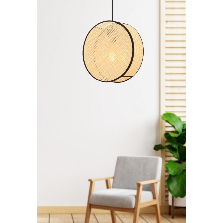 Lampa wisząca na lince BIG DRUM 1xE27/60W/230V beżowy/czarny