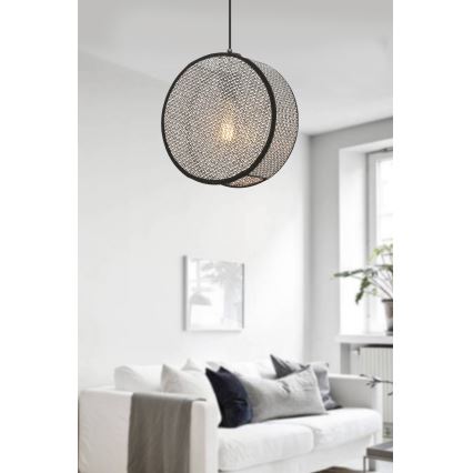 Lampa wisząca na lince BIG DRUM 1xE27/60W/230V szara/czarna