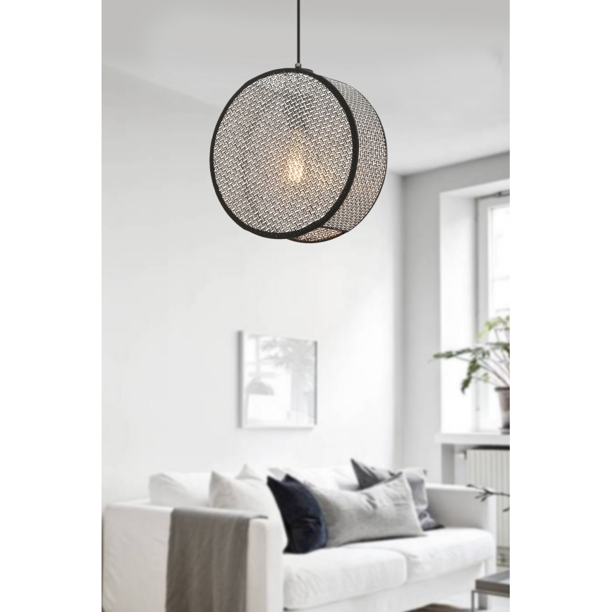 Lampa wisząca na lince BIG DRUM 1xE27/60W/230V szara/czarna