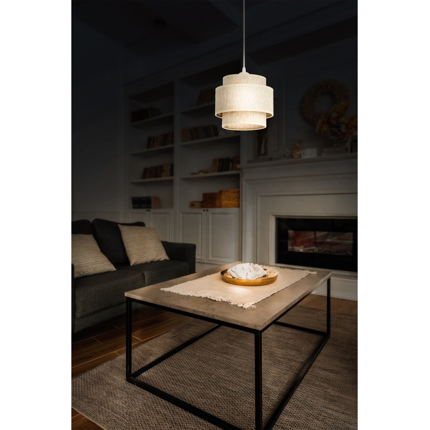 Lampa wisząca na lince BOHO 1xE27/60W/230V śr. 20 cm biała