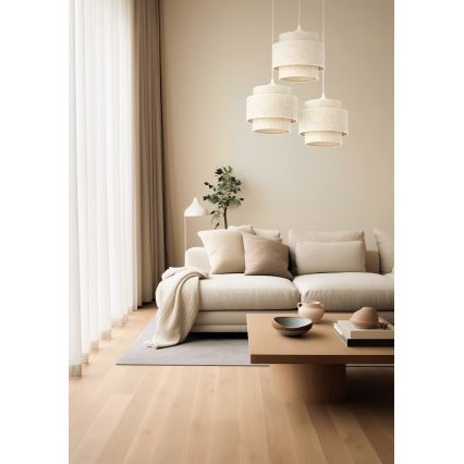 Lampa wisząca na lince BOHO 3xE27/60W/230V biała