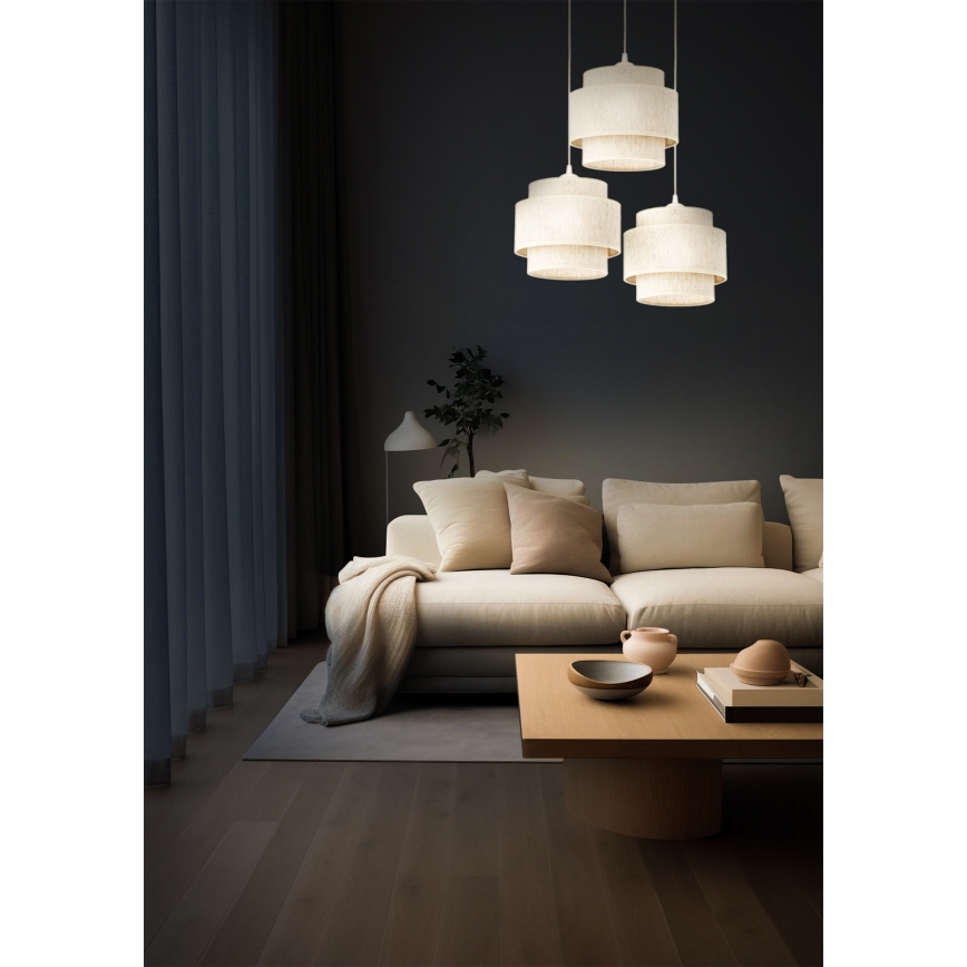 Lampa wisząca na lince BOHO 3xE27/60W/230V biała