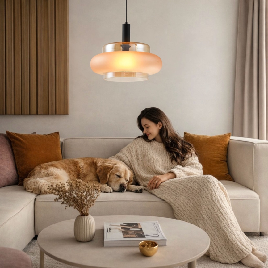 Lampa wisząca na lince BRIZI 1xE27/40W/230V beżowa/przydymiona