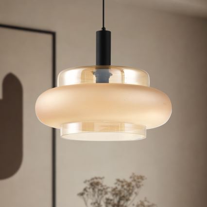 Lampa wisząca na lince BRIZI 1xE27/40W/230V beżowa/przydymiona